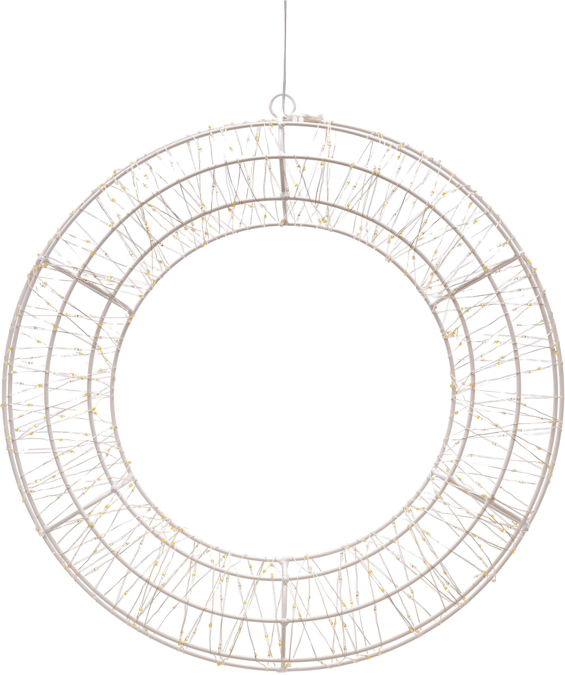 OTTO home LED Dekolicht LED Dekokranz GENNIA, Ein-/Ausschalter, LED fest integriert, Warmweiß, IP44, Metall, starke LED-Dichte, 3 m Zuleitung – Bild 3 von 5