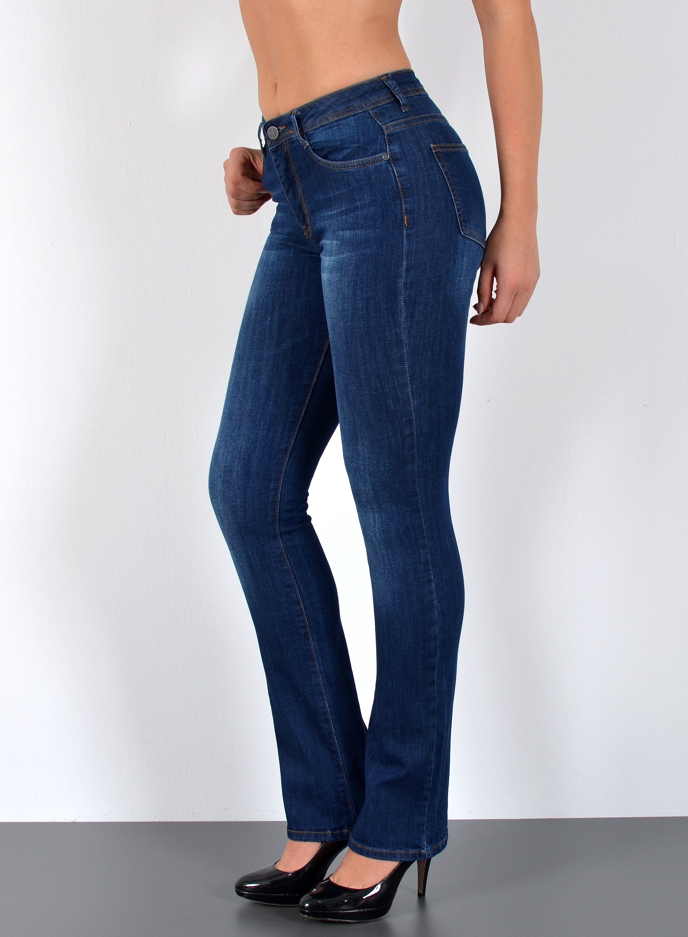 ESRA Bootcut-Jeans Damen Bootcut Jeans High Waist Schlaghose weite Jeans bi günstig online kaufen