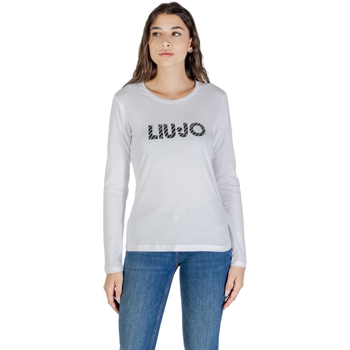 Liu Jo Langarmshirt - Longsleeve mit Strass-Logo – Shirt Langarm aus Baumwolle