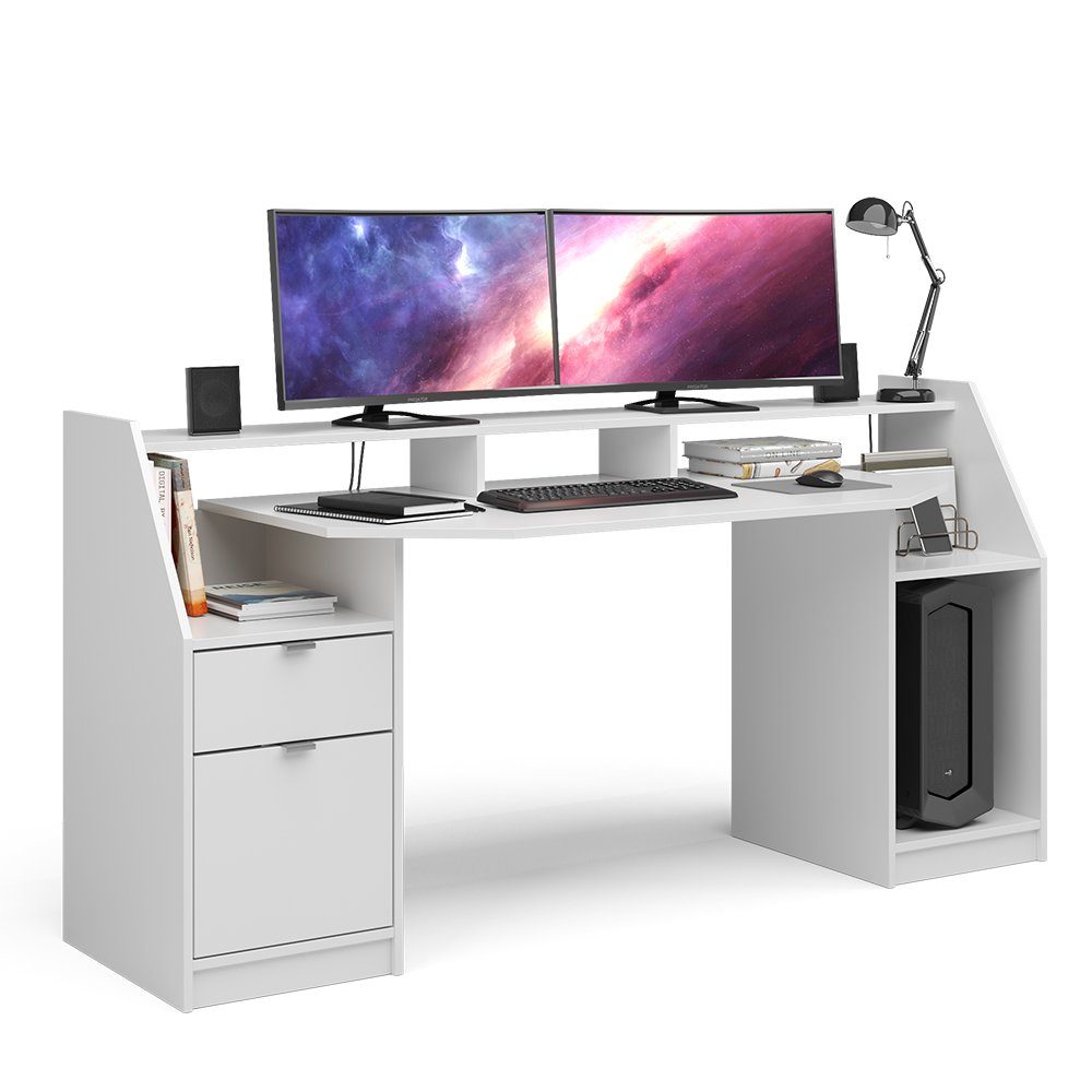 Vicco Schreibtisch Bürotisch | Groß Weiß | weiß Weiß weiß Arbeitstisch JOEL PC-Tisch