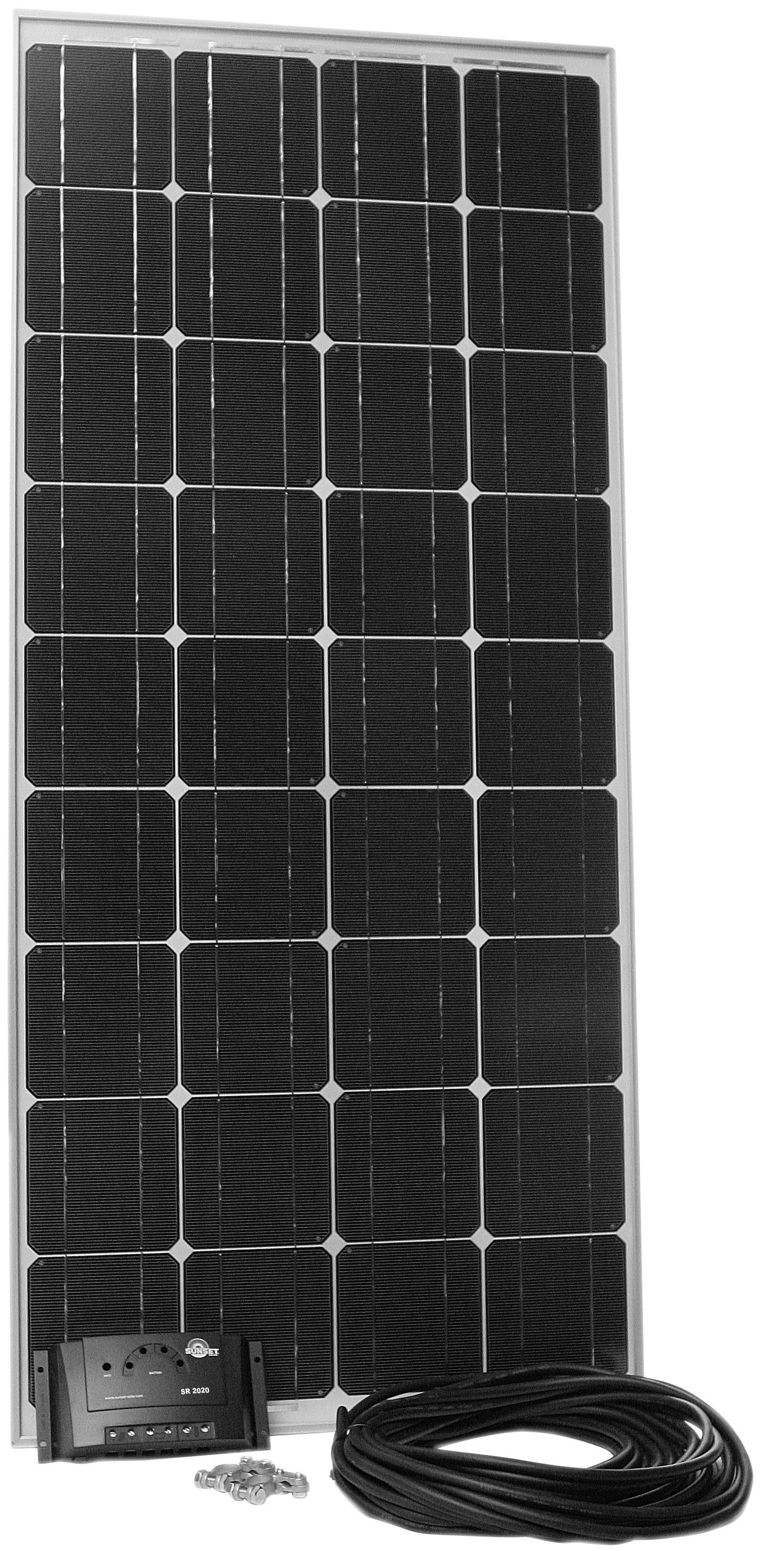 180, Sunset Watt, 180 oder für 12 V, Monokristallin, 180 W, AS (Set), Gartenhäuser Stromset Solarmodul Reisemobil