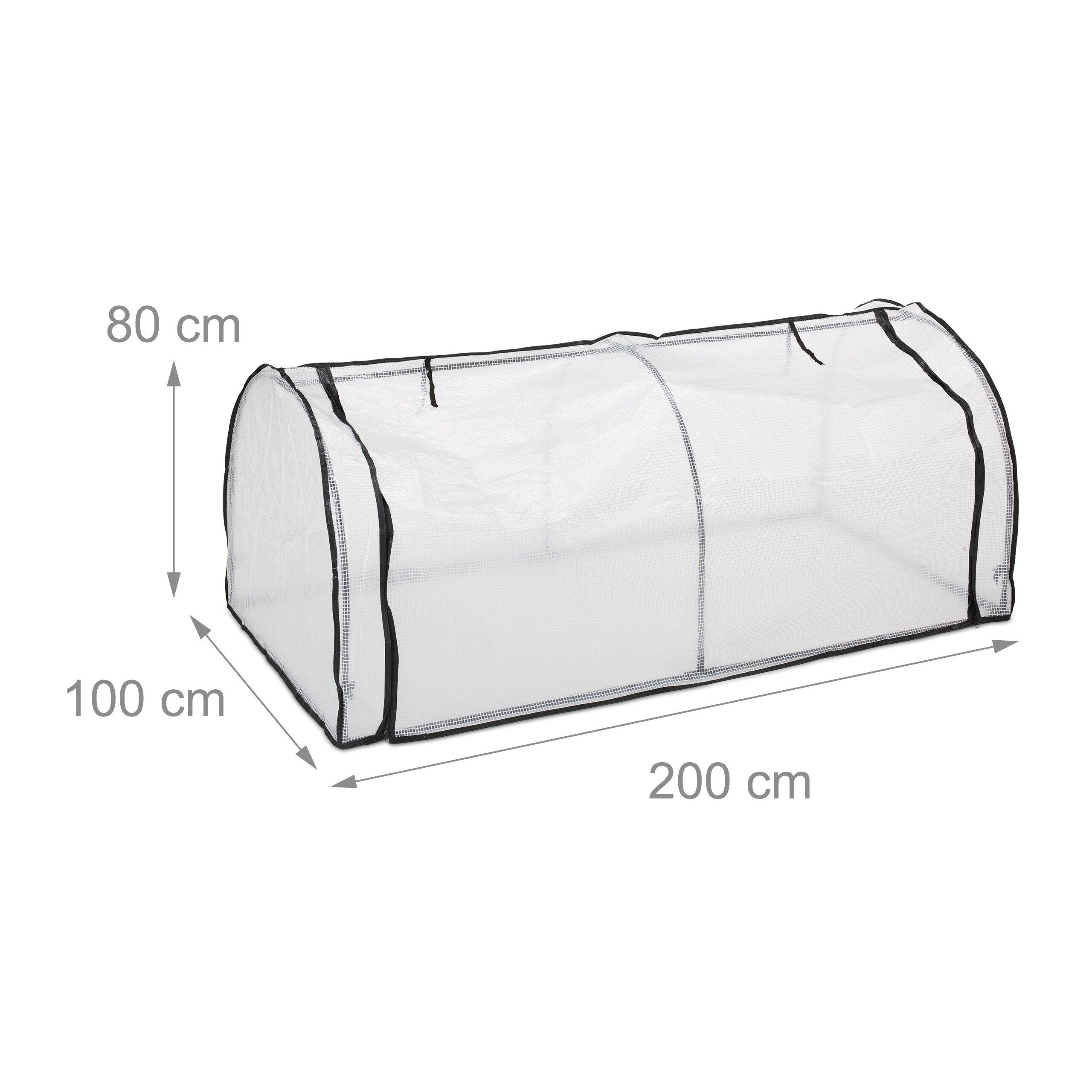 relaxdays Frühbeetaufsatz Frühbeet mit PE-Folie, BxTxH: 100 x 200 x 80 cm, BxLxH: 100 x 200 x 80 cm, 1-St. – Bild 4 von 5