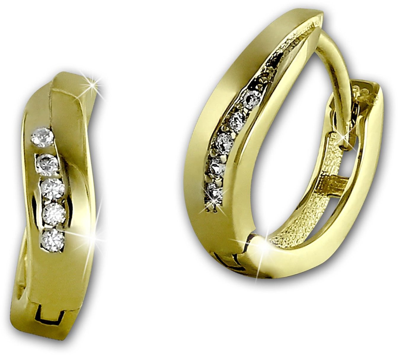 GoldDream Paar Creolen GoldDream 333 GelbGold 8K Ohrringe (Creolen), Damen Creolen Welle aus 333 Gelbgold - 8 Karat, Farbe: gold, weiß