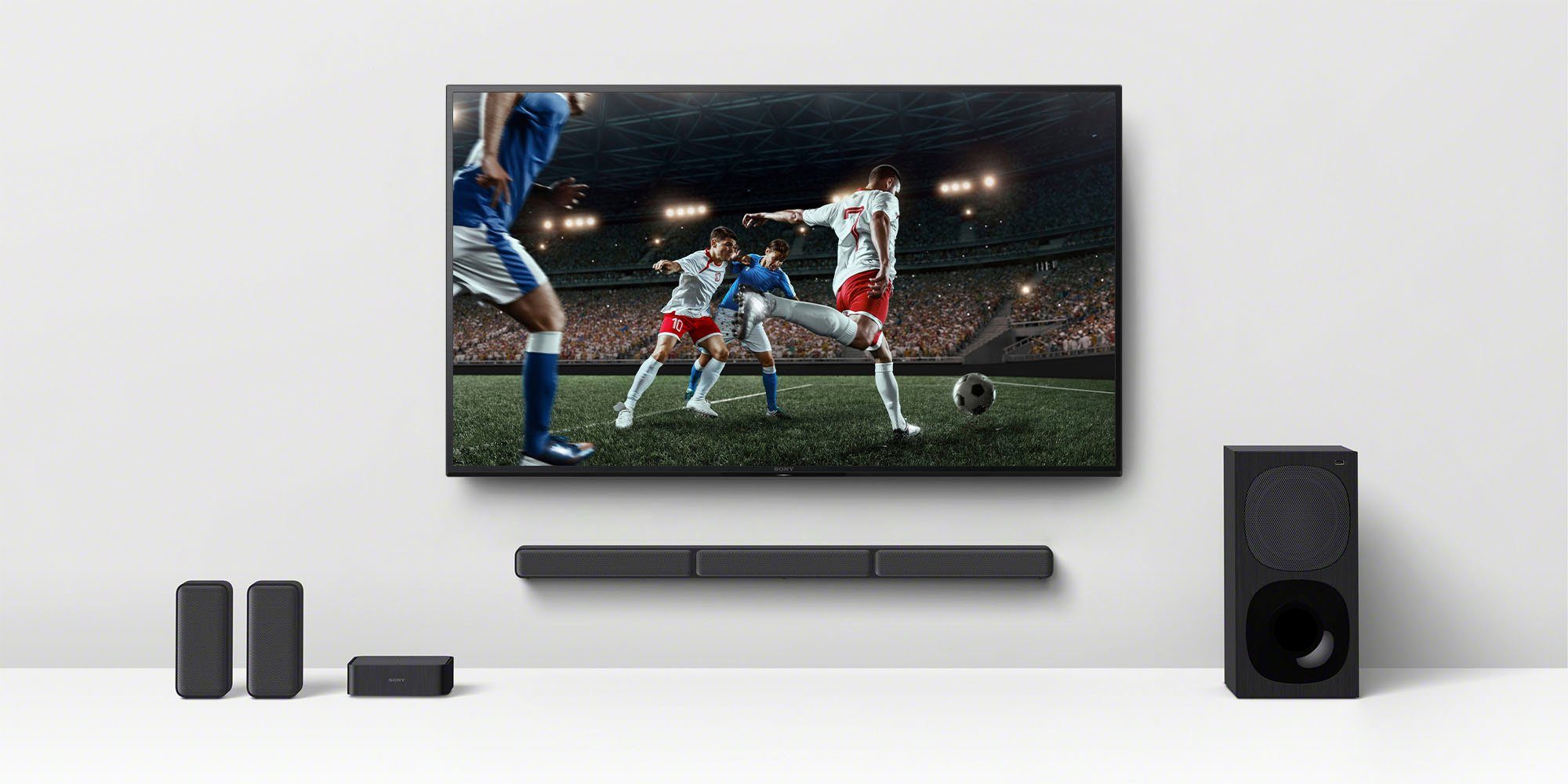 Sony HT-S40R Kanal- 5.1 Soundbar inkl. 600 W, kabellosen (Bluetooth, Rear-Lautsprechern) kabelgebundenem Subwoofer