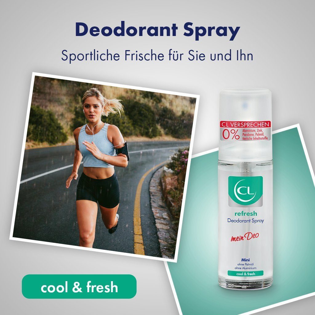 CL Deo-Zerstäuber refresh Deodorant 20 ml Deo - mit 1-tlg. kühlender Wirkung Spray, Spray