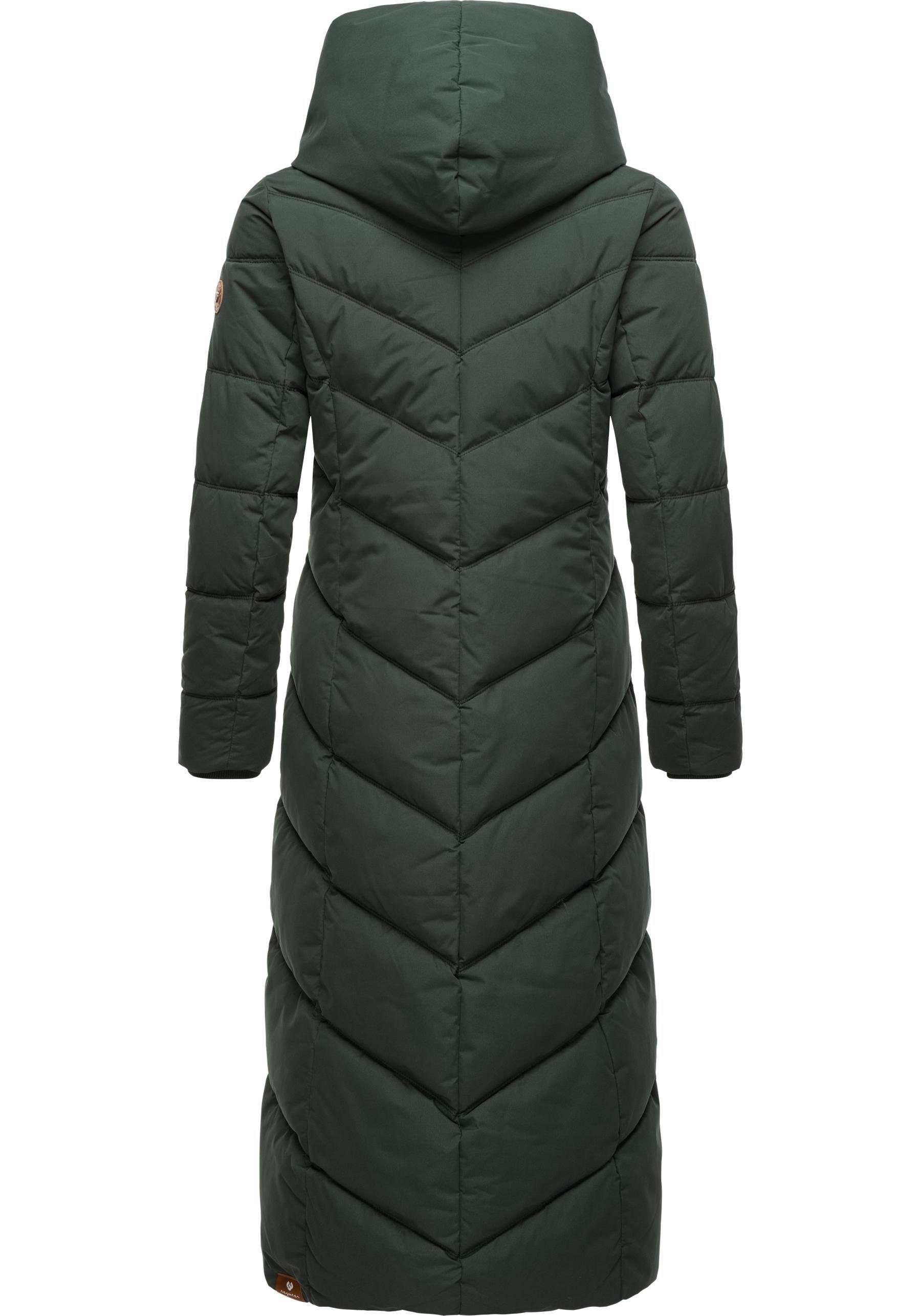 Ragwear Steppmantel Natalka Extralong Gesteppter Damen Mantel mit Kapuze