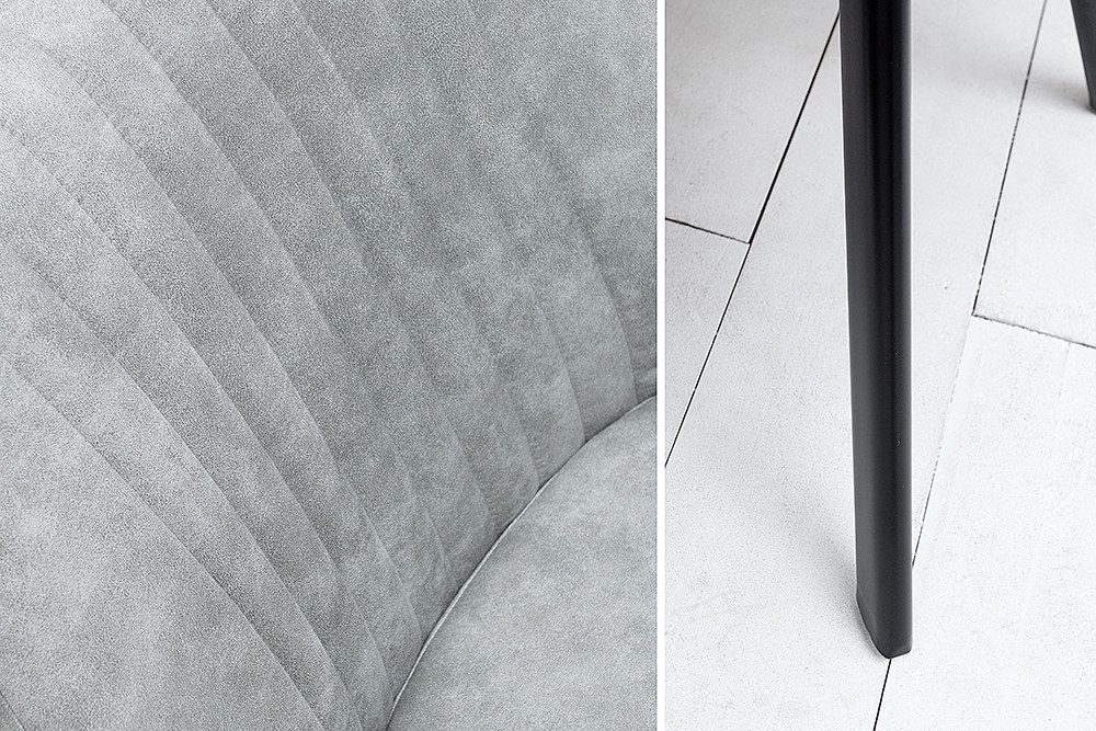 riess-ambiente Polsterstuhl LUCCA stone grau/schwarz – Microfaser, mit Armlehne, Metall-Beine (Einzelartikel, 1 St), bequeme Polsterung im Retrolook – ideal für Esszimmer oder Küche