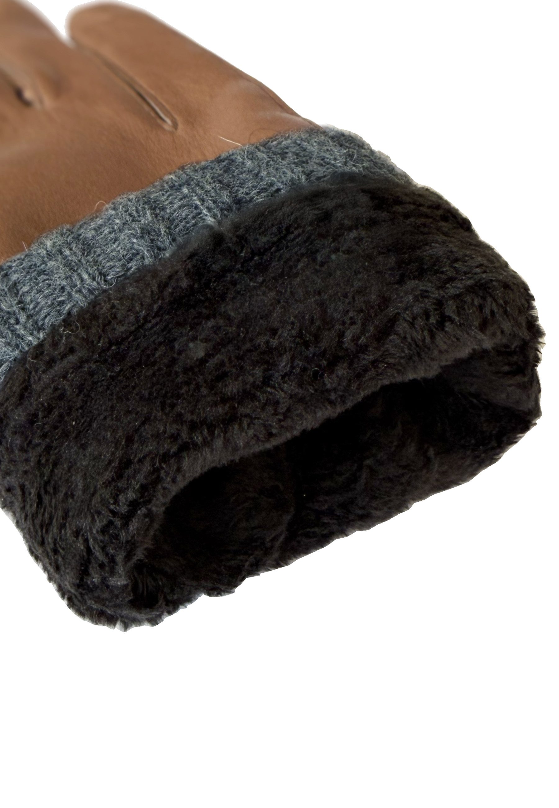 KESSLER Lederhandschuhe Style Rasmus (Paar, 1-St., Handschuhe) Leather Working Group zertifiziertes Leder, warmes Kunstfellfutter