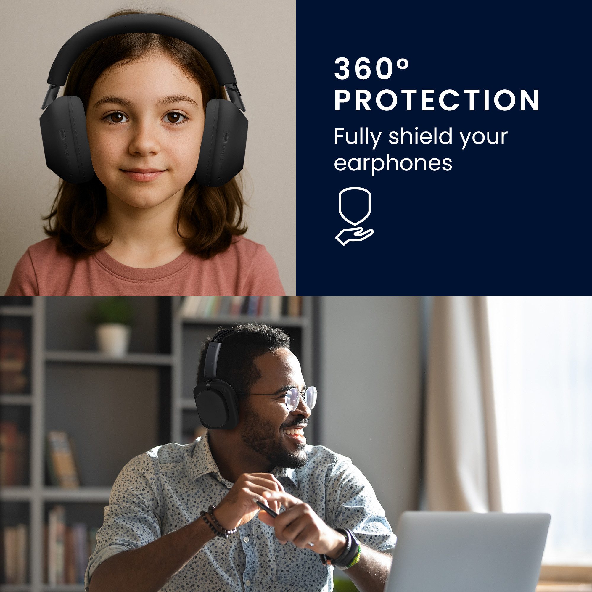 kwmobile Kopfhörer-Schutzhülle 3in1 Kopfhörer Case für Sony WH-1000XM6, Silikon Schutzhülle für Ohrhörer - Schwarz