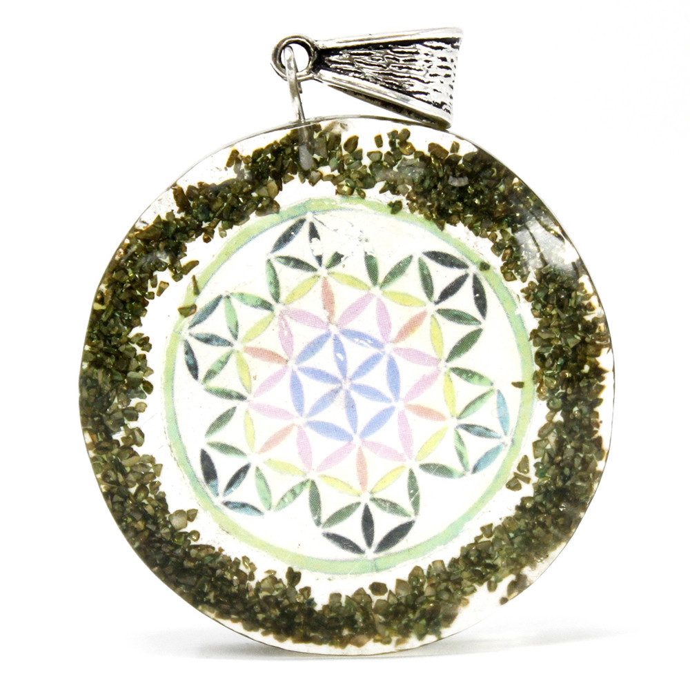 Collier Orgonit Power Anhänger- Grüne Mandala