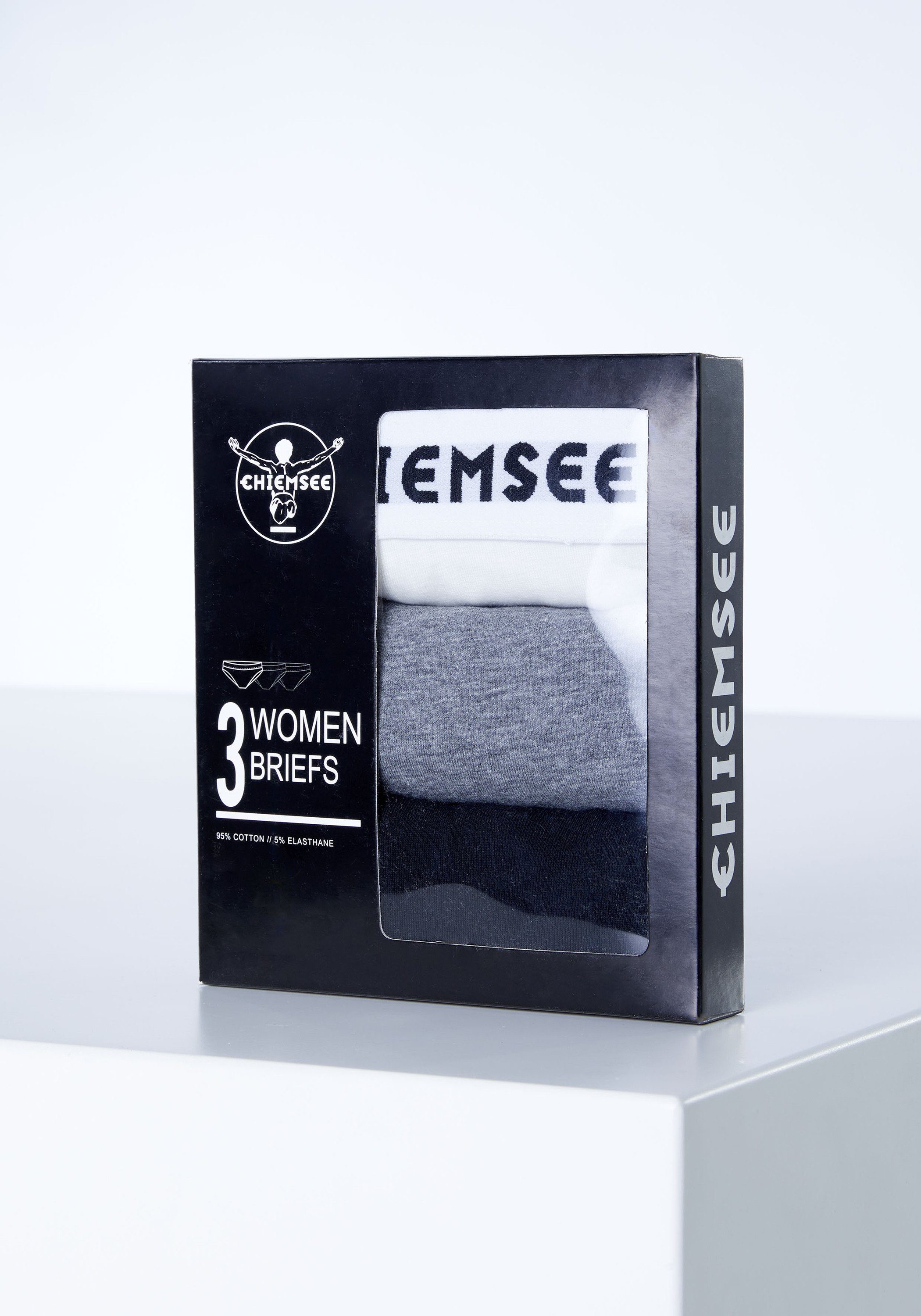 Chiemsee Slip 3er-Pack Logo-Bund schwarz/grau 3 (3er-Pack, mit Slip 3-St)