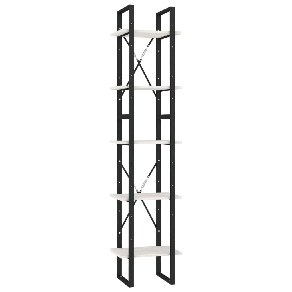 vidaXL Bücherregal aus Kiefernholz, Metall in Weiß mit 5 Einlegeböden, BxHxT: 40x175x30 cm