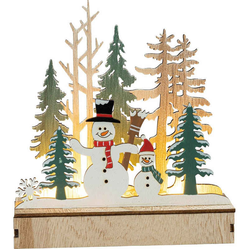 HGD Holz-Glas-Design Weihnachtsfigur LED Winterszene Schneemänner (Stück, 1 St., 1 Winterszene), Leuchtdeko
