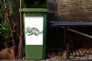 MuchoWow Wandsticker Dinosaurier - Grün - Kinderzimmer - Jungen - Mädchen - Kinder (1 St), Mülleimer-aufkleber, Mülltonne, Sticker, Container, Abfalbehälter