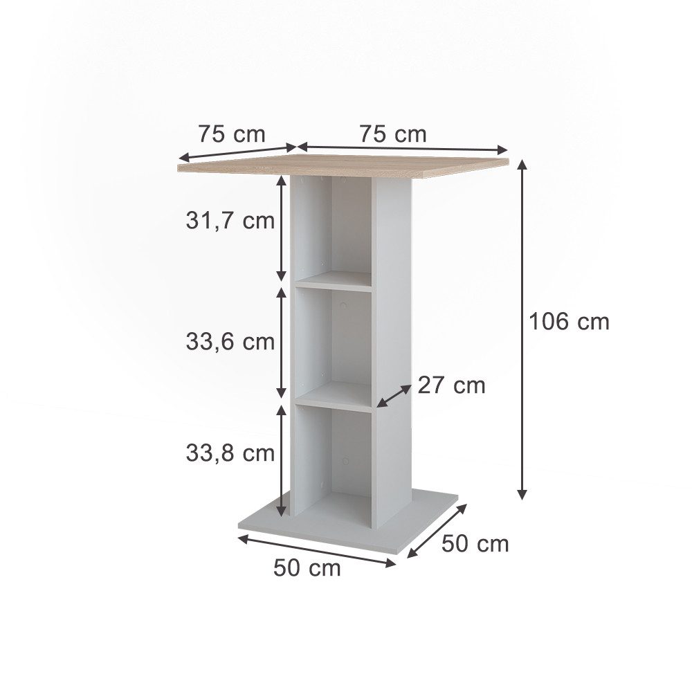 Vicco Bartisch Repose, Weiß/Sonoma, 75 x günstig online kaufen