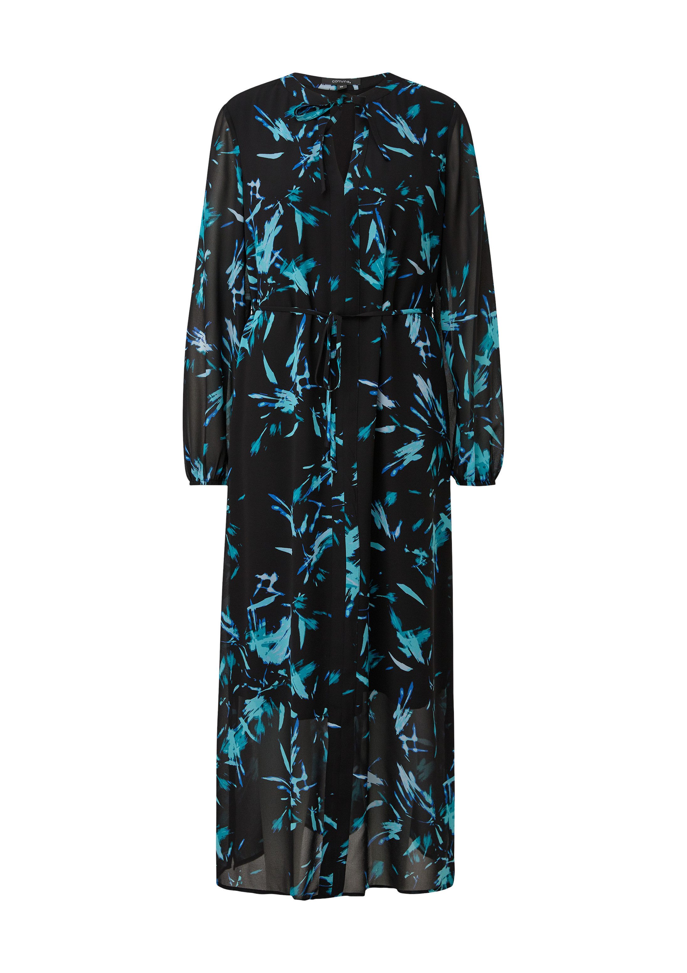 comma Maxikleid Kleid Chiffonkleid mit Stoffgürtel
