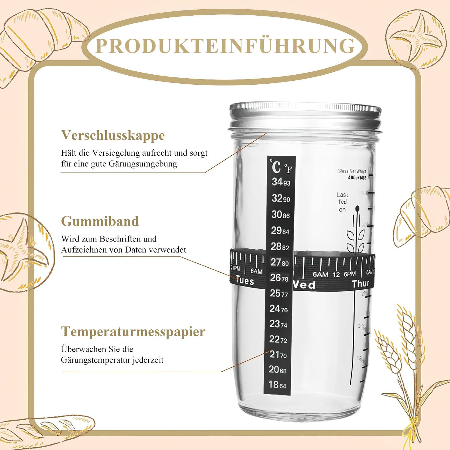 Refined Living Gärkorb Silikon Gärkörbchen Länglich 40st Komplettset Brot Backen Zubehör, (mit 2er Faltbar Gärkorb Brot 9 Zoll Gärkorb Rund und 10 Zoll Oval), Bäckermesser, brotbacken starter set backen geschenke für brotbäcker