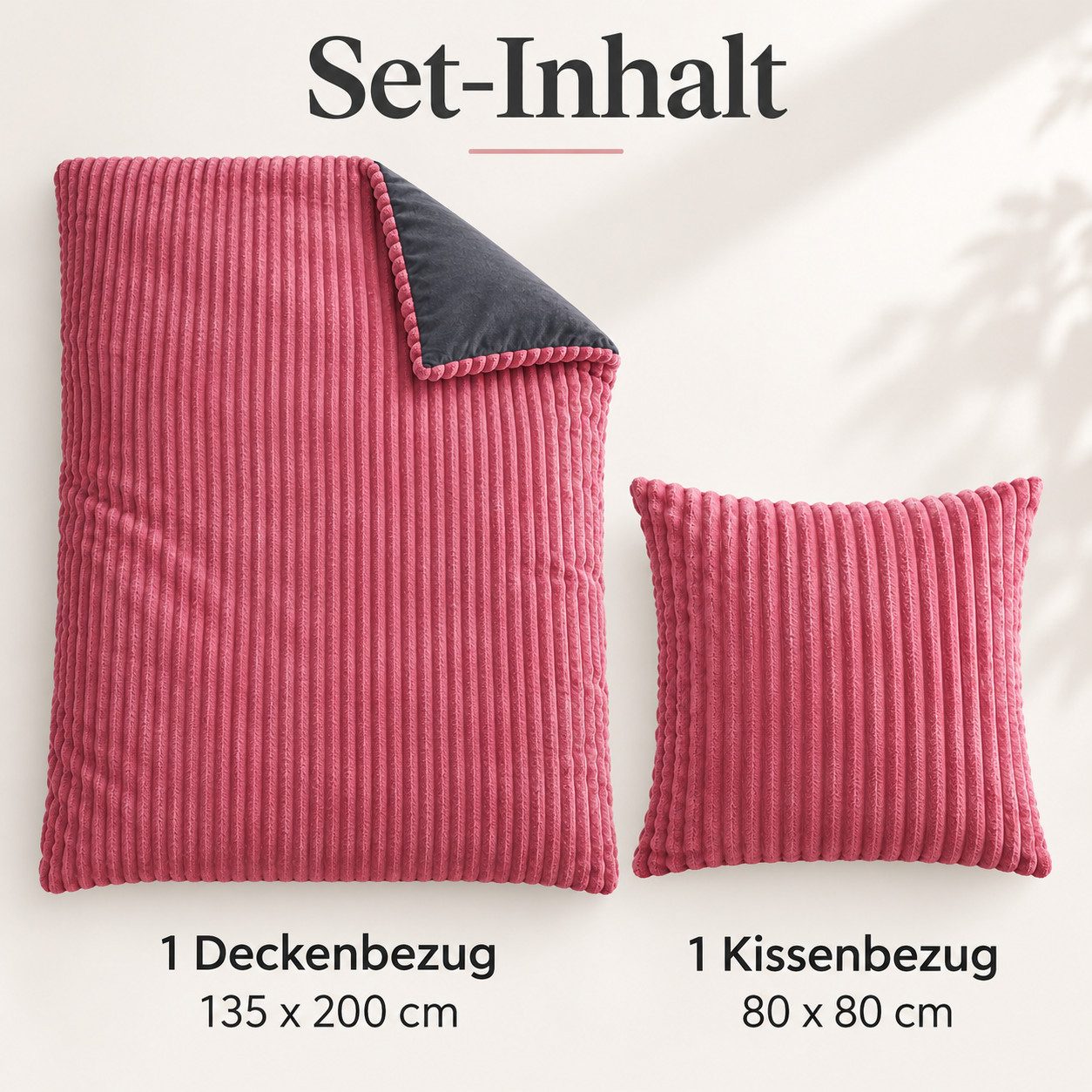 Leonado Vicenti Bettwäsche Teddyplüsch Cord Optik, Fleece, 2 teilig, extra warm und kuschelig, Winterbettwäsche Cashmere Touch – Bild 4 von 5