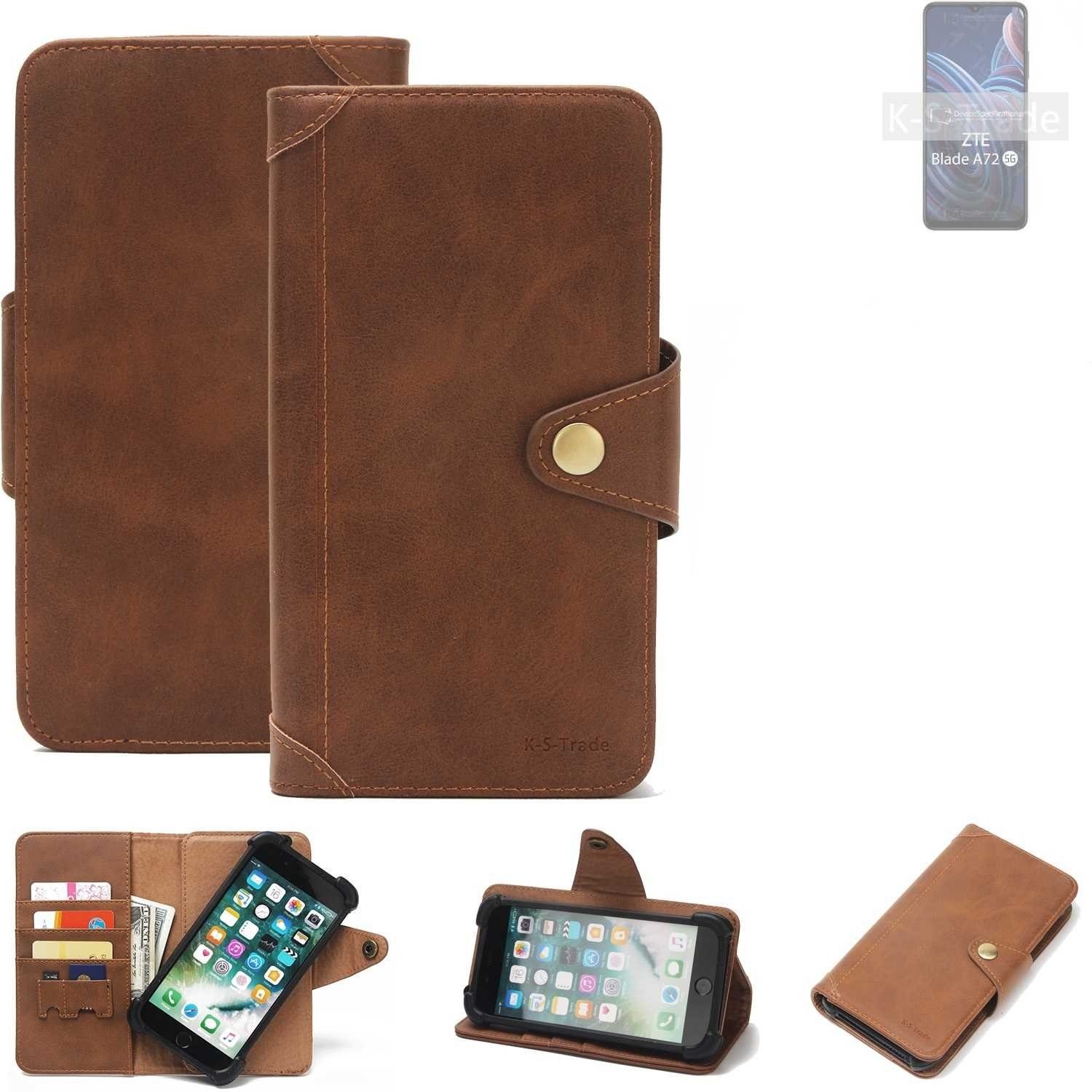 K-S-Trade Handyhülle für ZTE Blade A72 5G, Handyhülle Schutz Hülle Walletcase Bookstyle Tasche Case