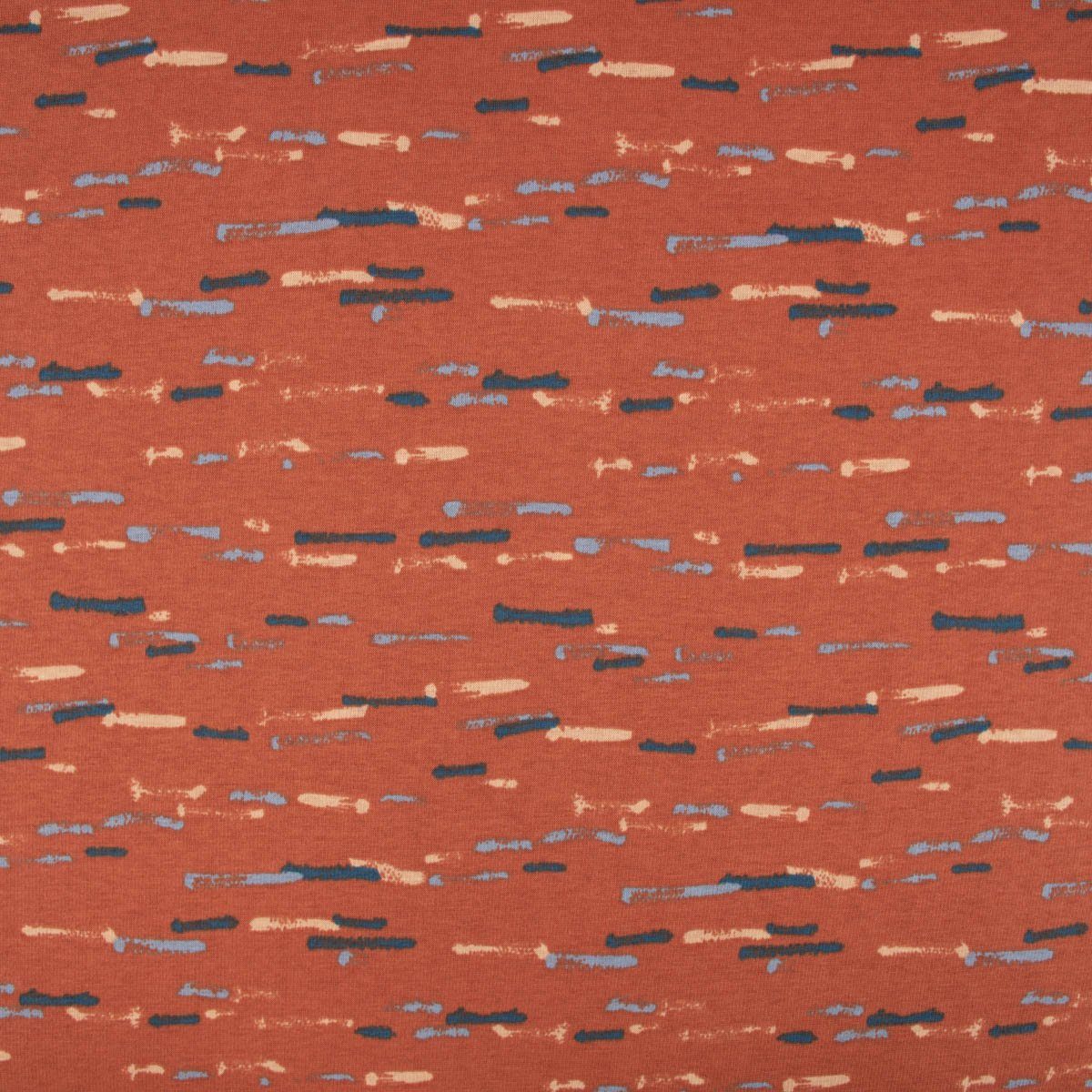 Thumbnail - SCHÖNER LEBEN. Stoff Sweatstoff Alpensweat Stripes Streifen terrakotta hellblau dunkelblau, allergikergeeignet