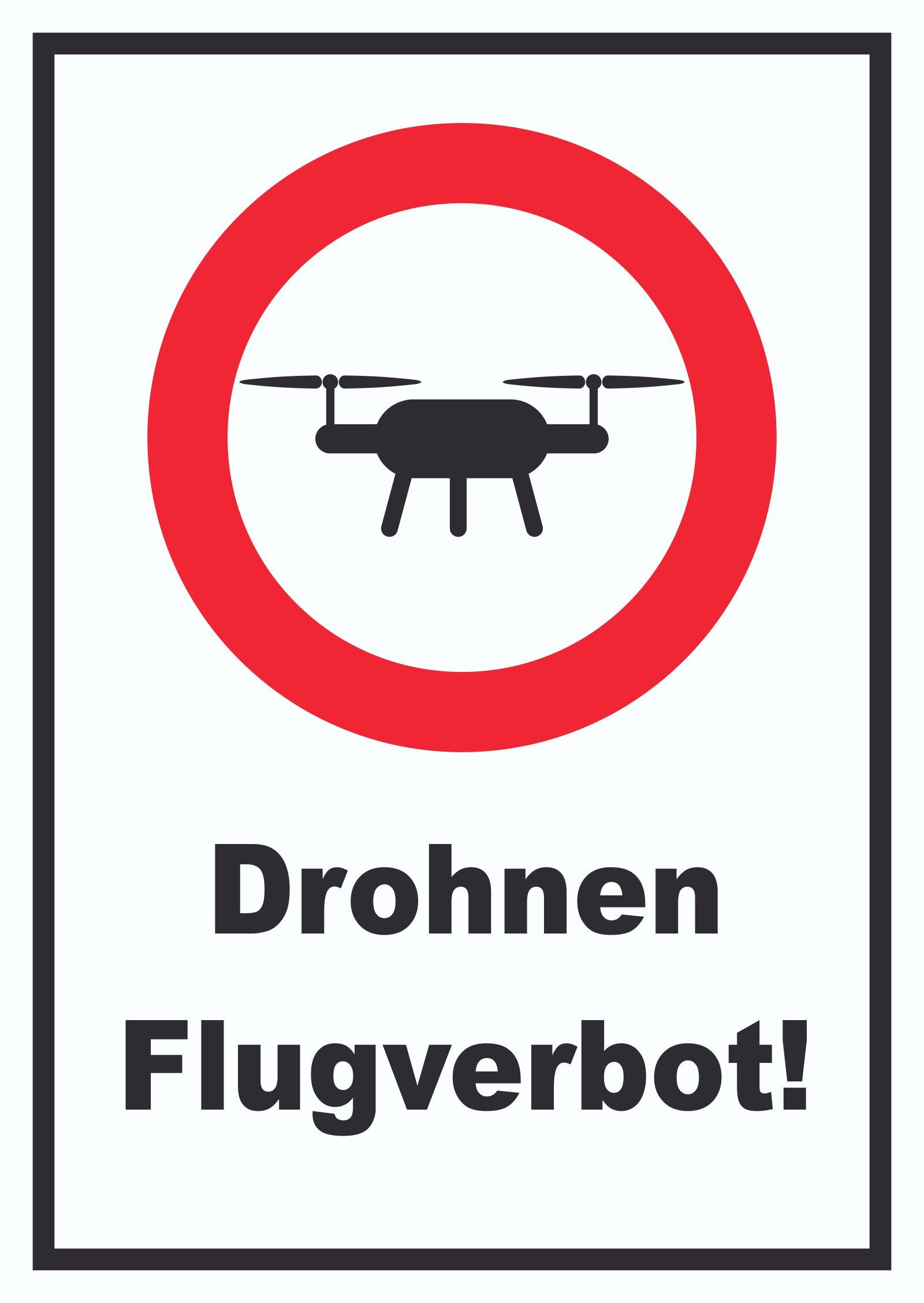 HB-Druck Hinweisschild Drohnen Flugverbot Schild, wetterfest, stabil, UV-beständ