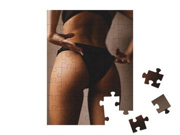 puzzleYOU Puzzle Detailfotografie: eine Frau in schwarzen Dessous, 48 Puzzleteile, puzzleYOU-Kollektionen Erotik
