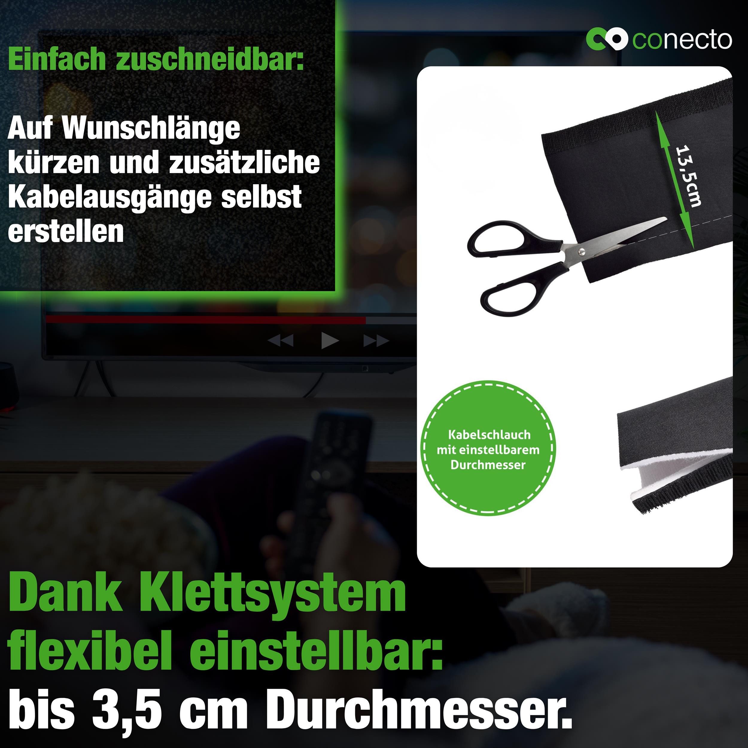 conecto Geflechtschlauch conecto Neopren Kabelschlauch mit Klettverschluss universell Kabelkana – Bild 2 von 4