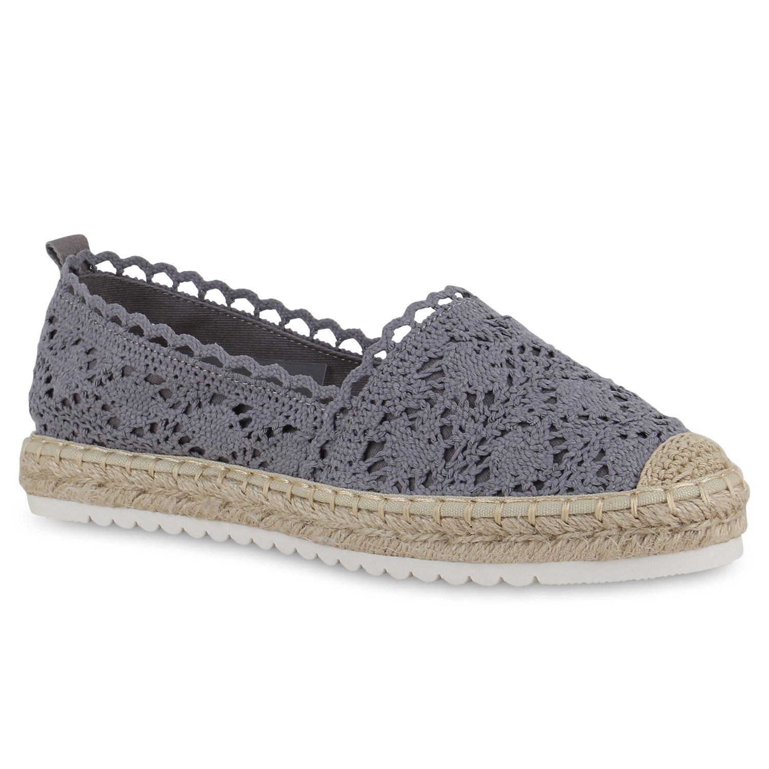 VAN HILL 841310 Espadrille Damen Espadrilles Slippers Spitze Bast Profil-So günstig online kaufen