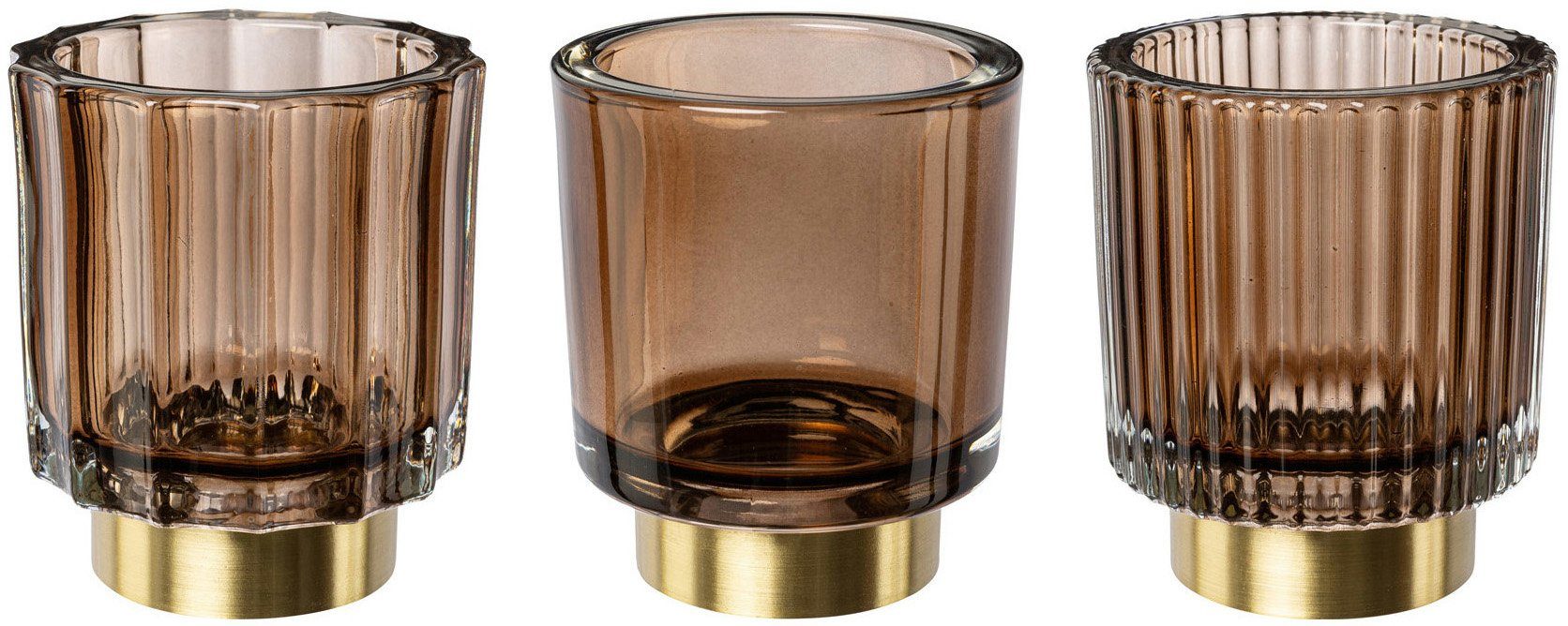 Creativ deco Teelichthalter Weihnachtsdeko (3 St), mit goldfarbenem Standfu günstig online kaufen