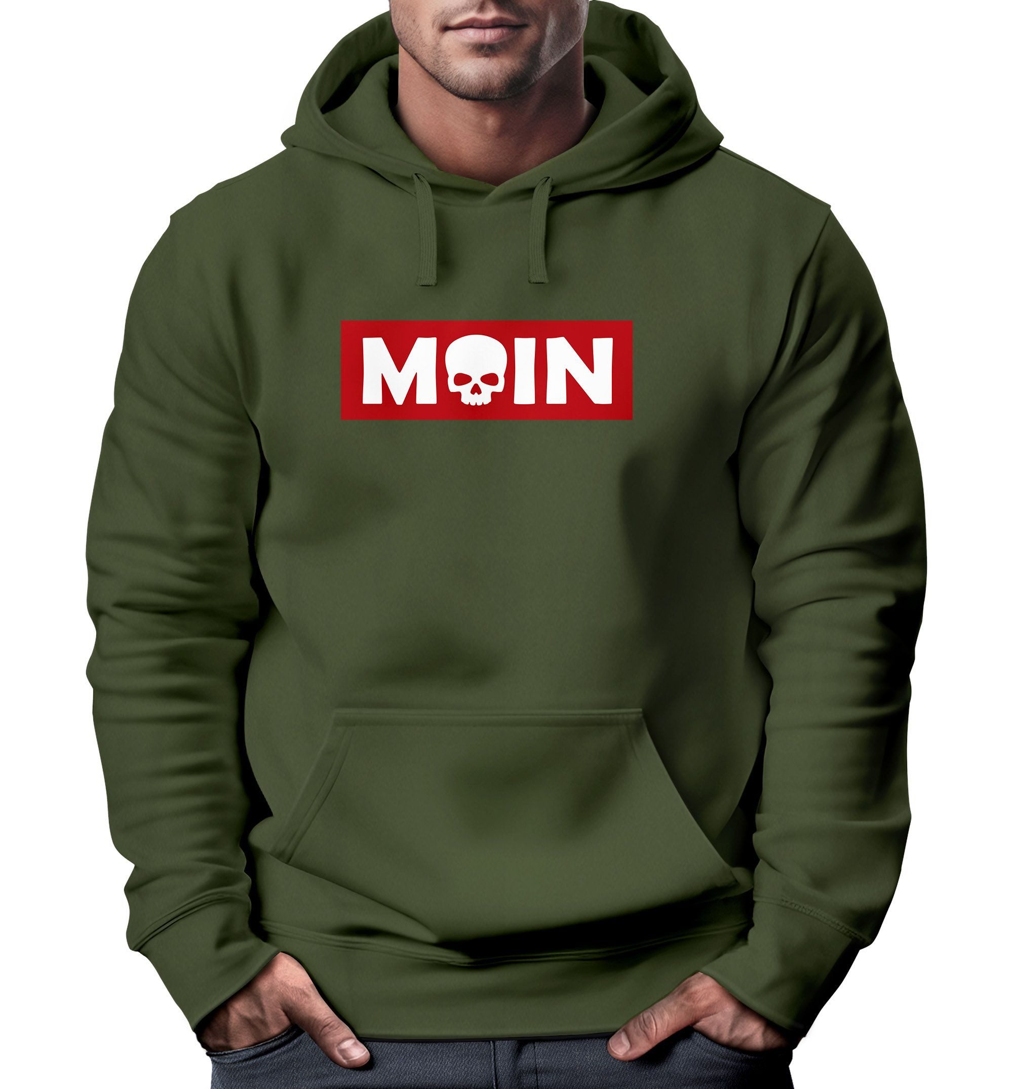 Neverless Hoodie Hoodie Herren Schriftzug Moin Skull Totenkopf Aufdruck Pri günstig online kaufen