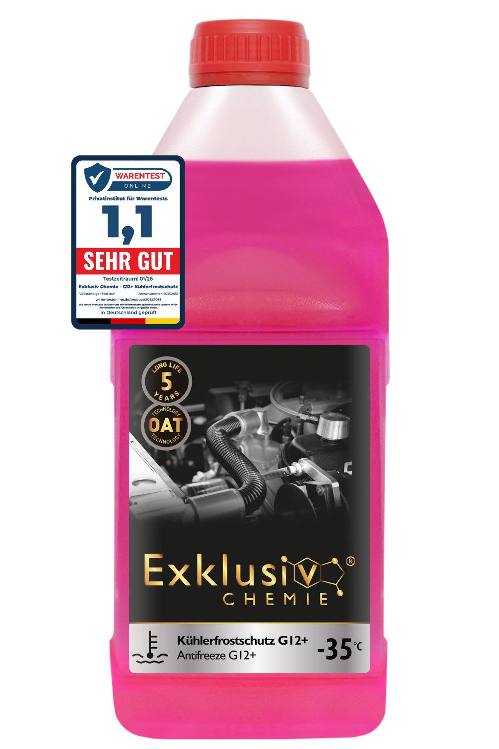 Exklusiv Chemie GmbH Kühlerfrostschutz G12+ Kühlerfrostschutz, bis -35 °C, 1 l, Gebrauchsfertig