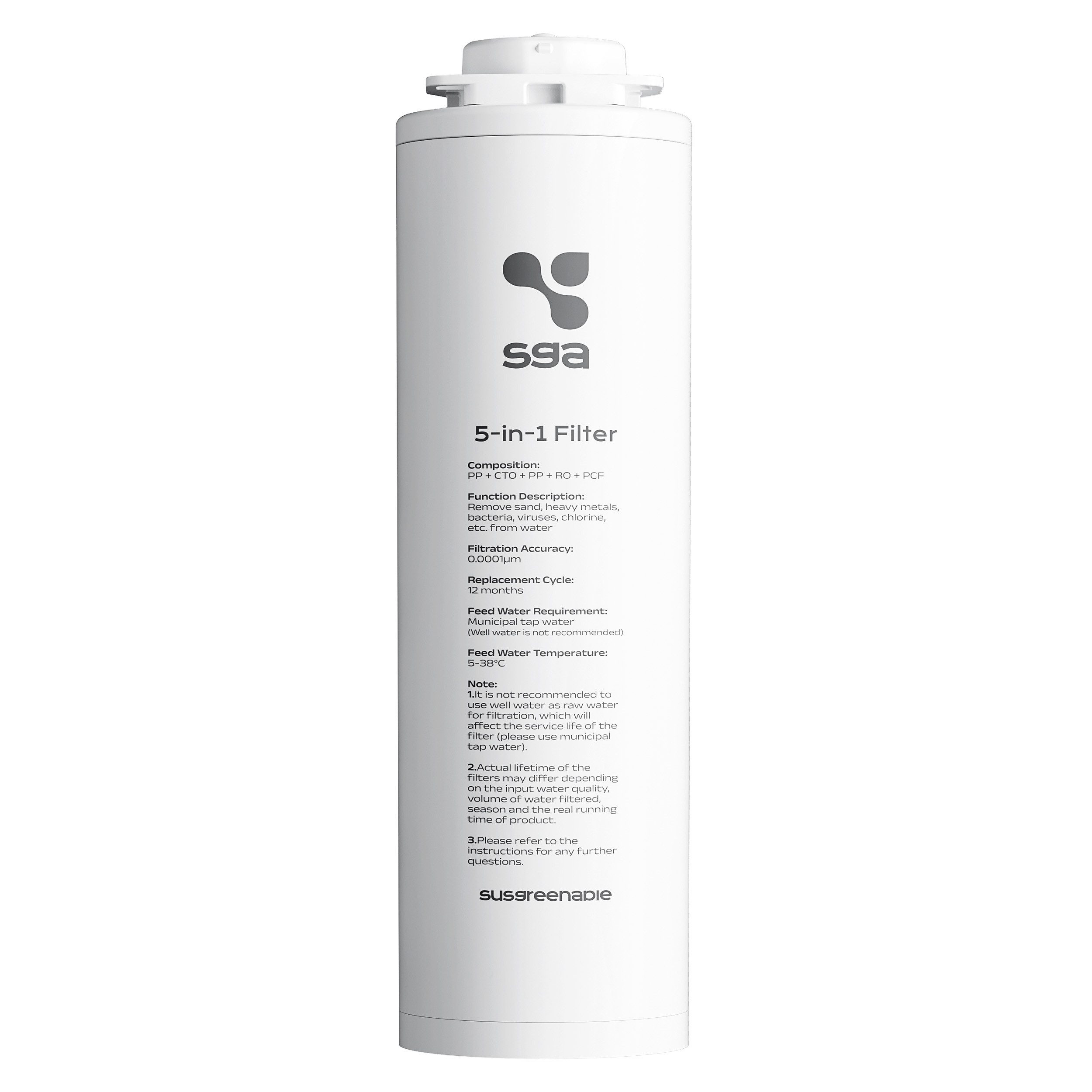 susgreenable Wasserfilter SGROF03, Zubehör für SUSGREENABLE RO Wasserfilter SGIWDR03-B, Originaler Kombifilter, 5-stufige Umkehrosmose Filter