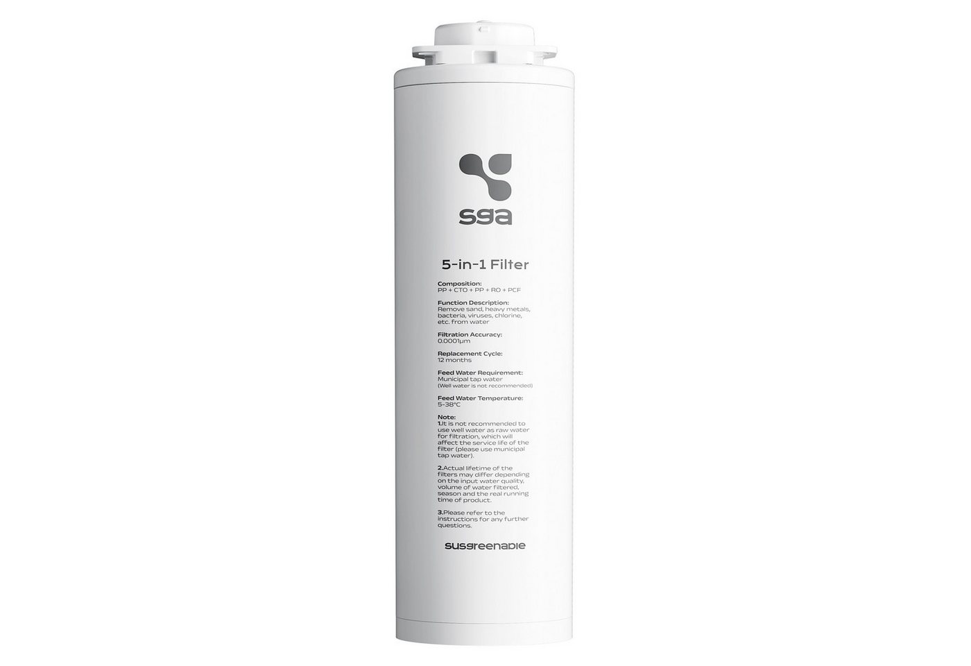 susgreenable Wasserfilter SGROF03, Zubehör für SUSGREENABLE RO Wasserfilter SGIWDR03-B, Originaler Kombifilter, 5-stufige Umkehrosmose Filter