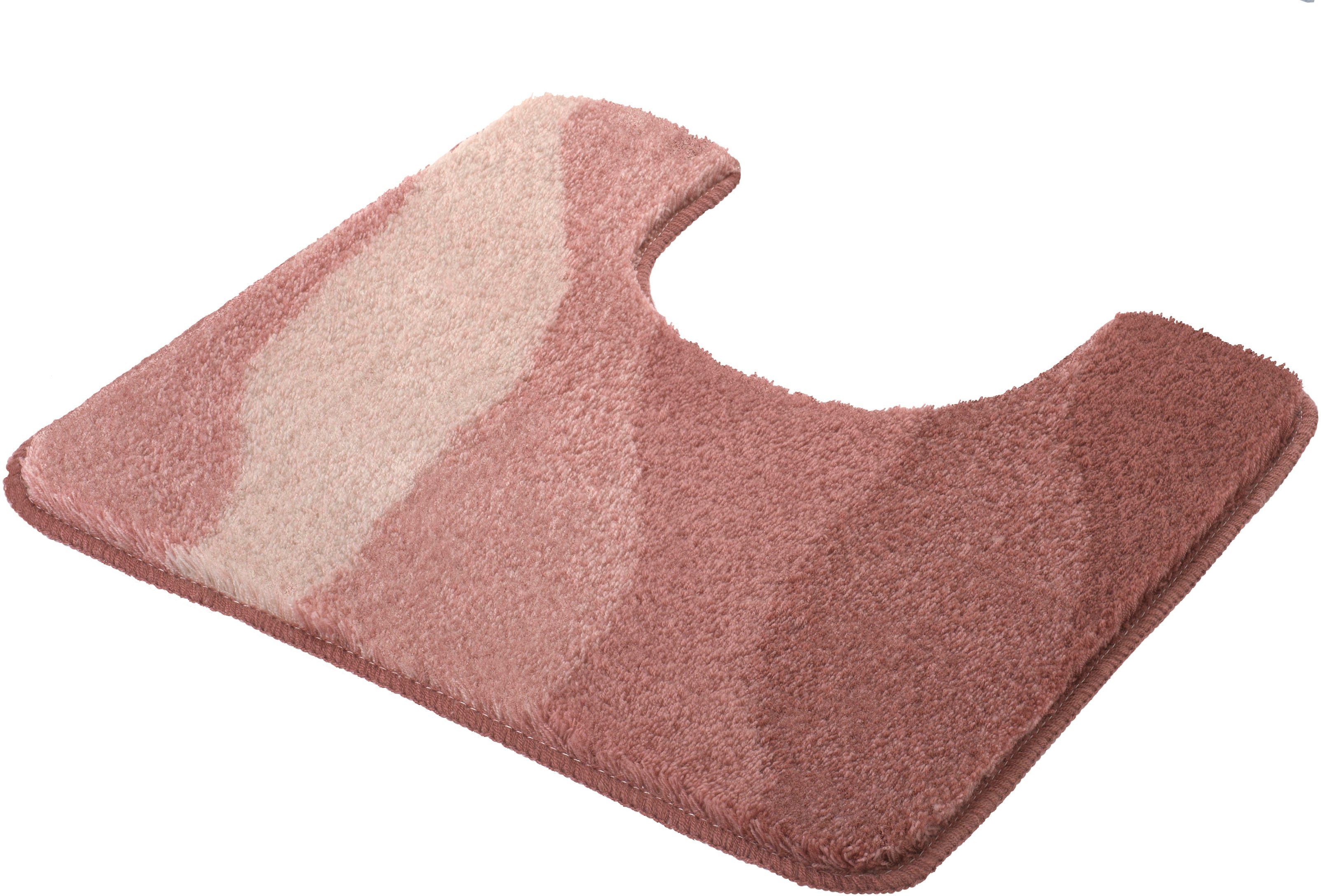 Kleine Wolke Badematte Malena, Höhe 20 mm, rutschhemmend beschichtet, fußbodenheizungsgeeignet, Polyacryl, quadratisch, WC Vorleger mit Ausschnitt, Badteppich, modernes Wellen Design, Farbverlauf, waschbar