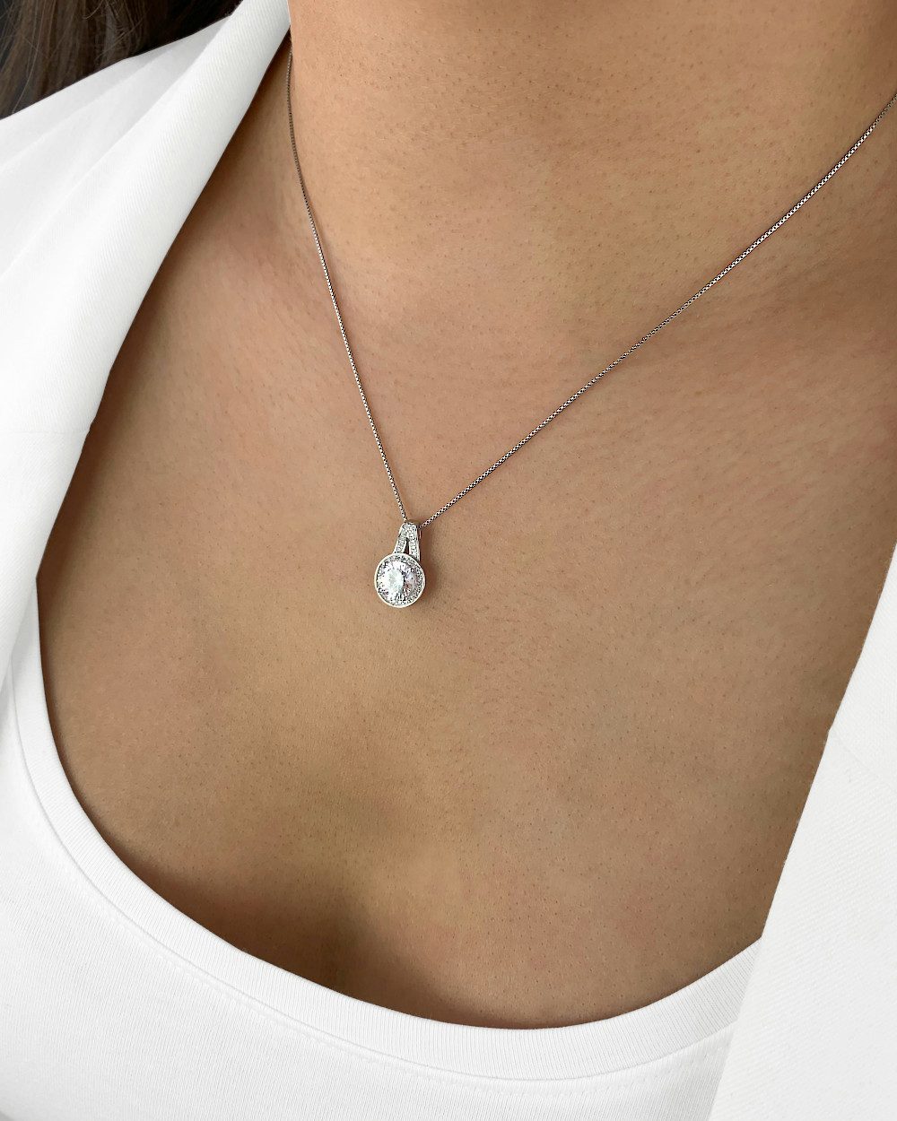 Kette mit Anhänger 'Sue' Damen Halskette Silber 925 Kristall Anhänger
