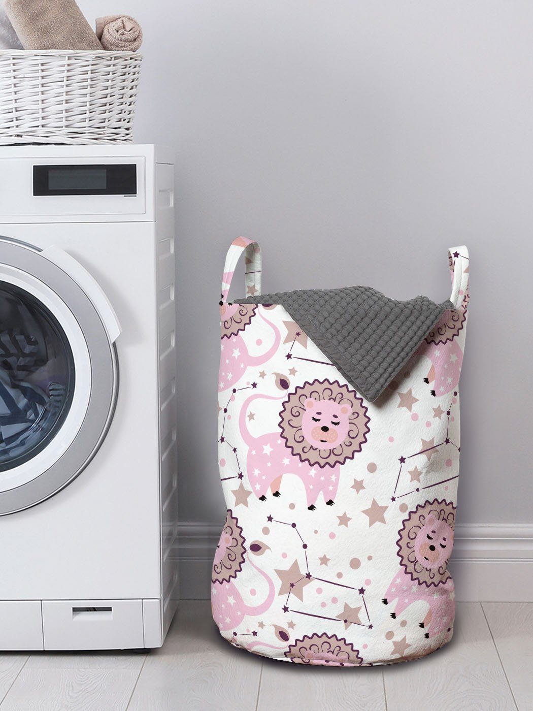 Abakuhaus Wäschesäckchen Wäschekorb mit Kordelzugverschluss Constellation Animal Griffen Waschsalons, für Funny Löwe