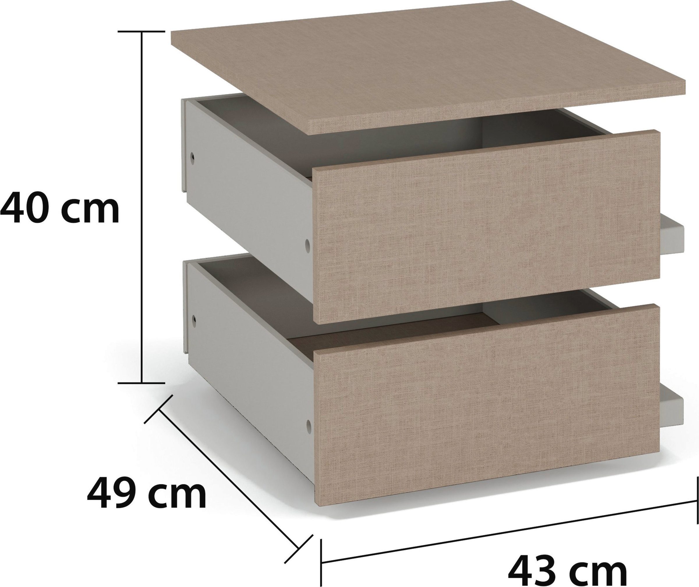 rauch Schubladeneinsatz Zubehör für rauch-ONE Schränke Kleiderschrank Garderobe, mit 2 Schubladen,Tiefe, 49 cm, MADE IN GERMANY