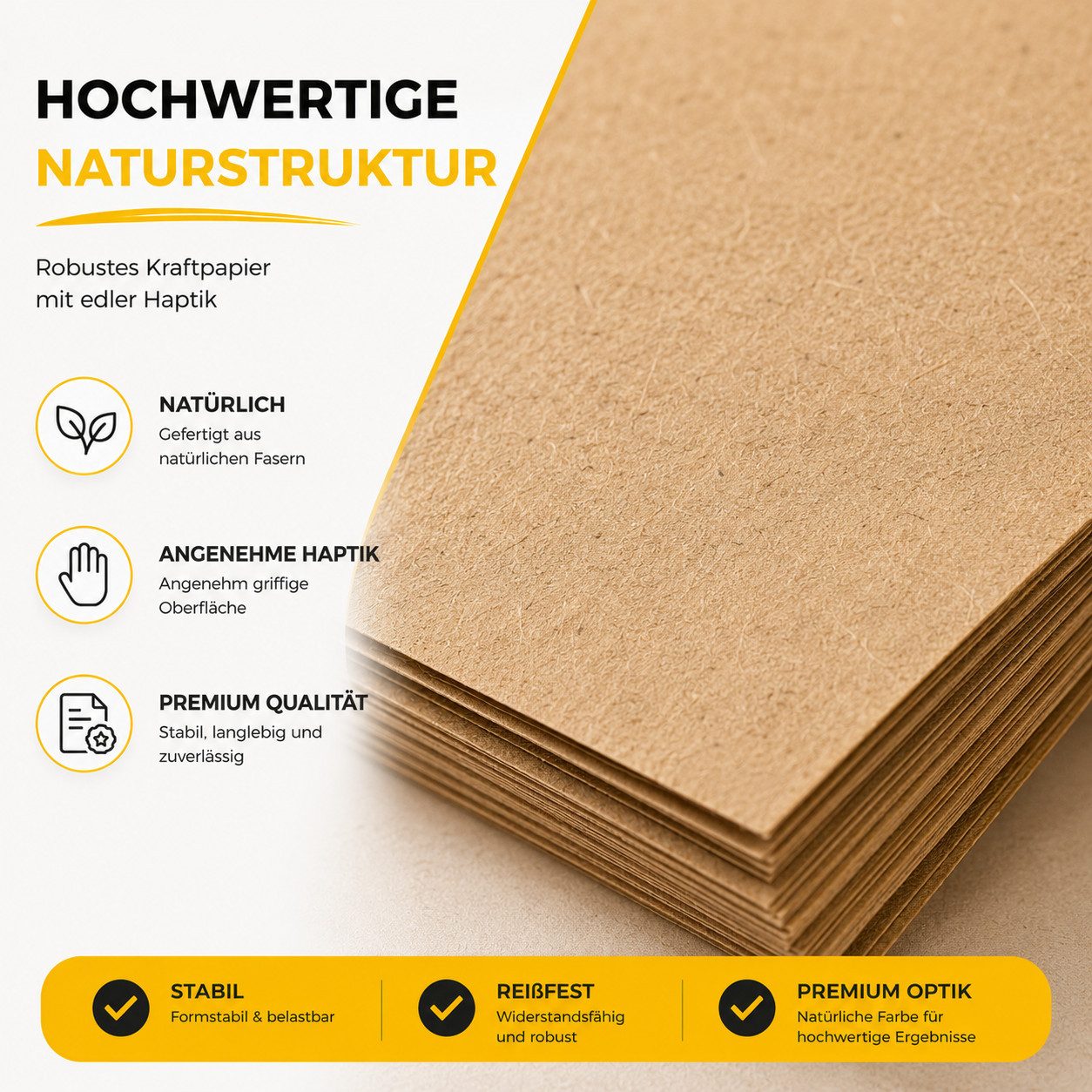 DIYtastic Kraftpapier 100 Blatt braunes Kraftpapier DIN A4, 160 g/m² – Bild 5 von 5