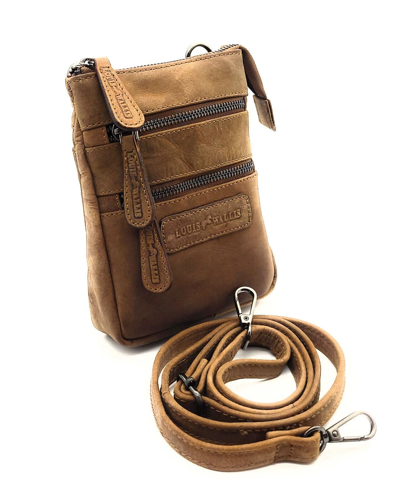 Lemasi Umhängetasche echt Leder 2in1 Umhängetasche, Gürteltasche, umfangreiche Ausstattung, vielseitig einsetzbar, z.B. Freizeit, Reise, Festival