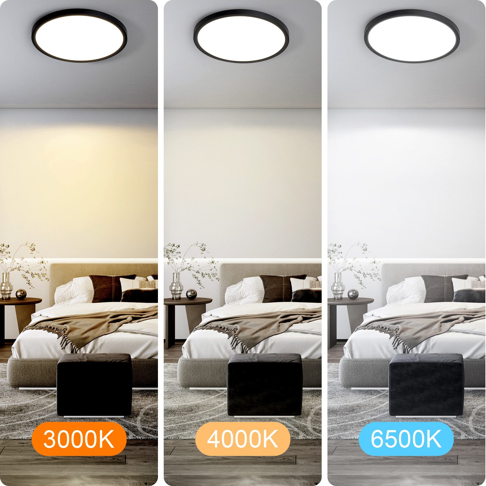 Nettlife LED Panel Flach Dimmbar Deckenleuchte 30cm Rund Weiß 24W zimmer, D günstig online kaufen