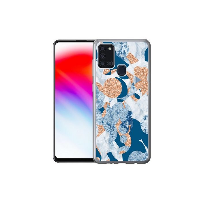 MuchoWow Handyhülle Marmor - Geometrische Formen - Glitter Handyhülle Samsung Galaxy A21s Smartphone-Bumper Print Handy UK10172