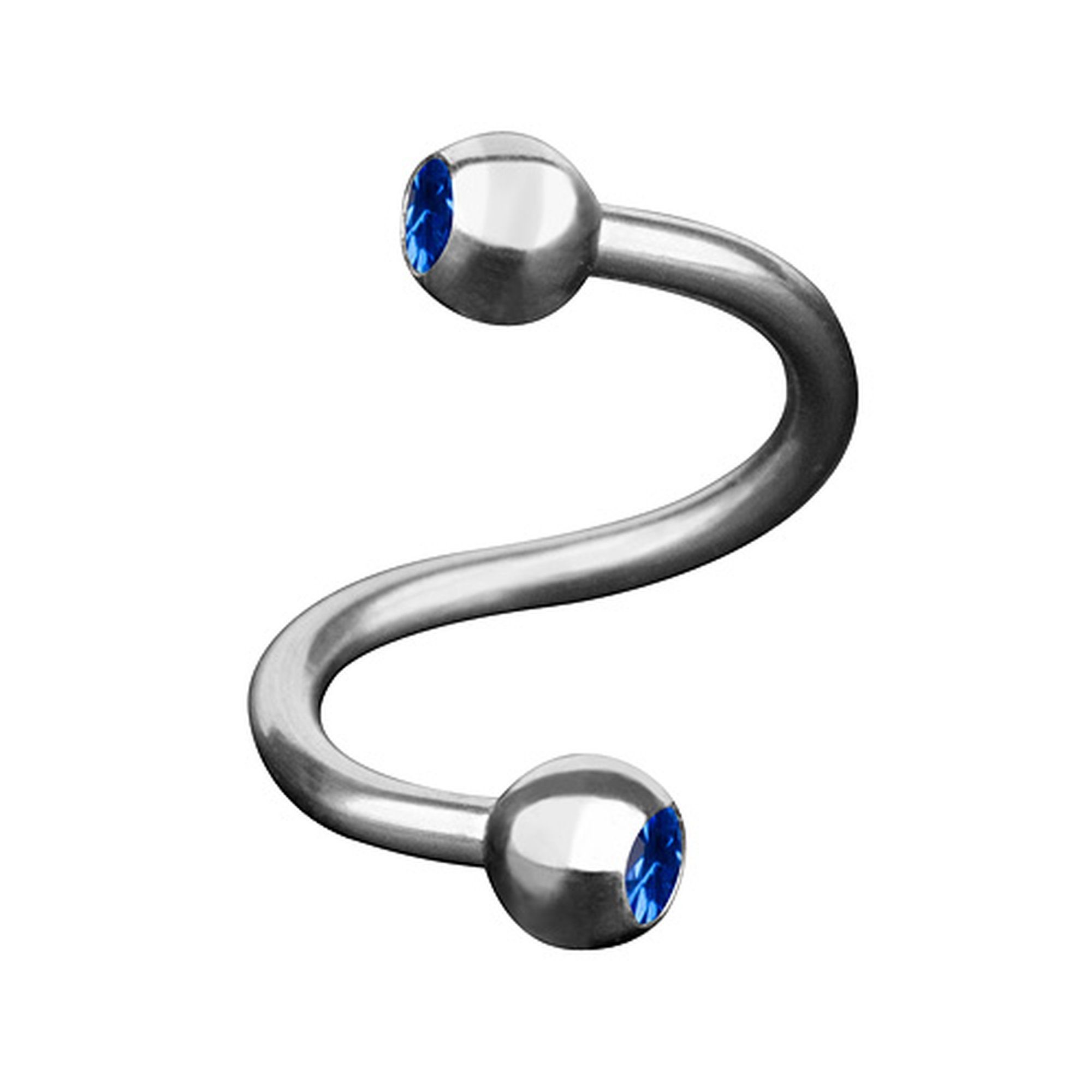 Taffstyle Piercing-Set Piercing SpiraleTwist mit Doppel Kristall Kugel, Piercings Lippenpiercing Lippe Schmuck SpiraleTwist Doppel Kristall Blau