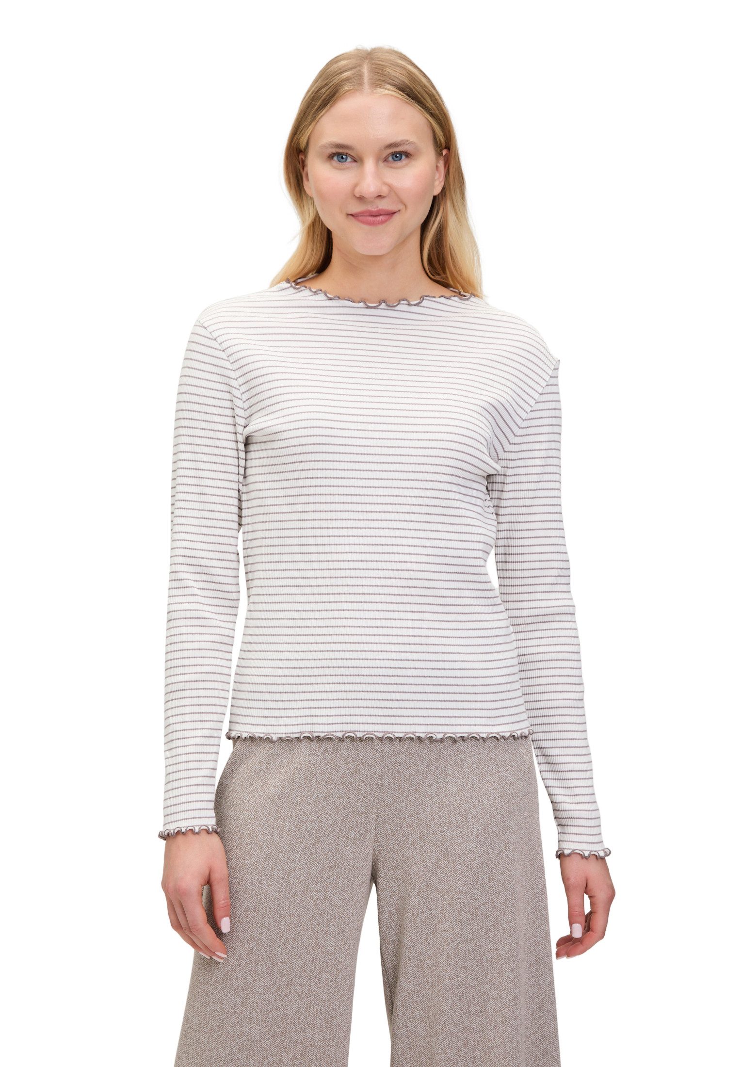 Cartoon Kurzarmshirt Damen Langarm-Shirt mit Kragen (1-tlg)