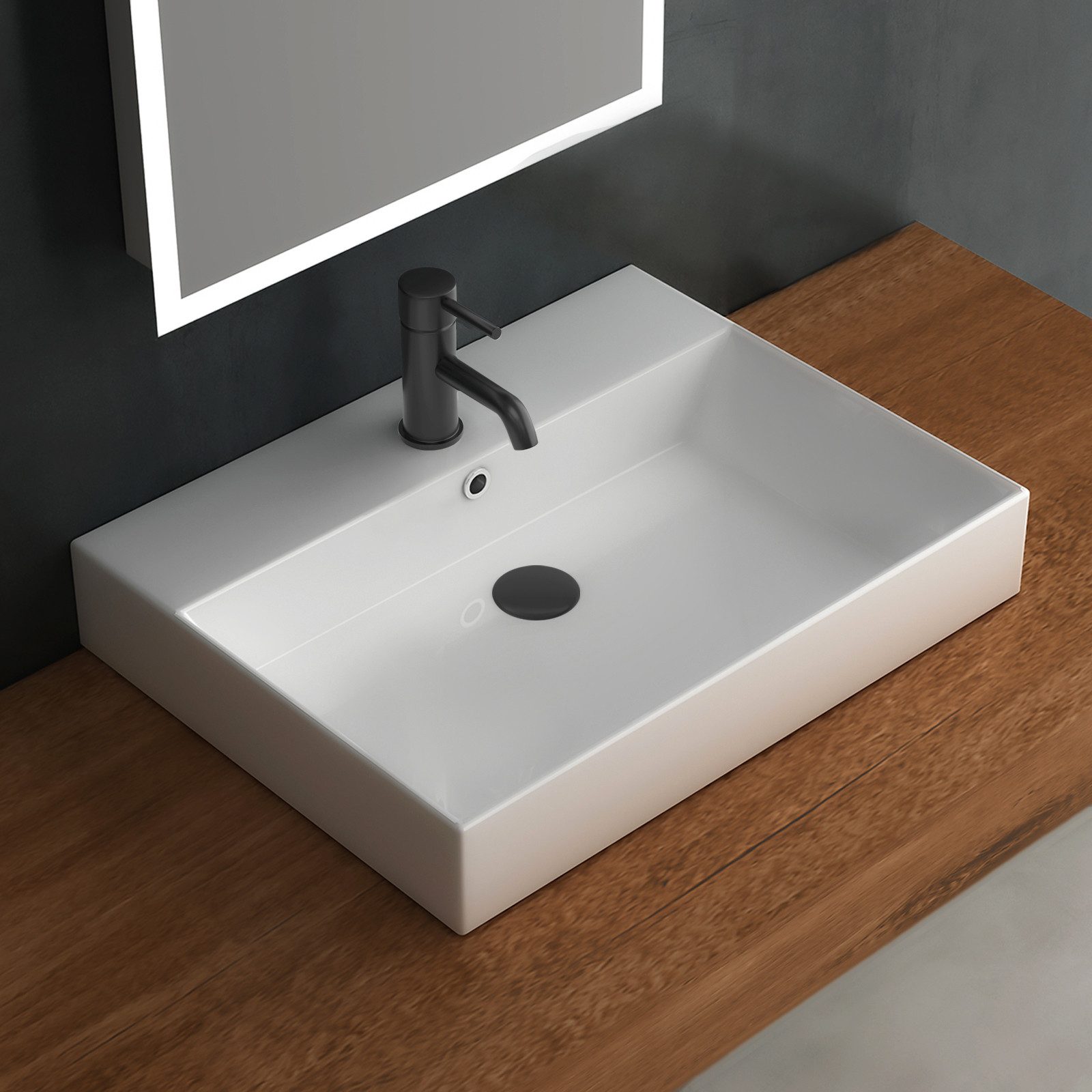 Alpenberger Aufsatzwaschbecken Keramik Waschbecken 60 cm Breit Handwaschbec günstig online kaufen