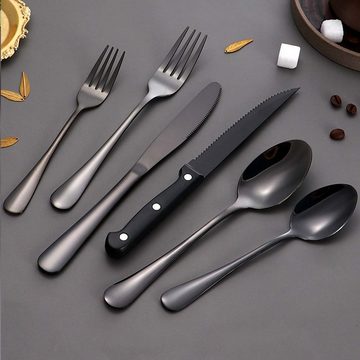 FIDDY Besteck-Set Küchenutensilien-Besteckset für 4 Personen (24-tlg), 4 Personen, Edelstahl, 24-teiliges Besteckset mit Steakmessern