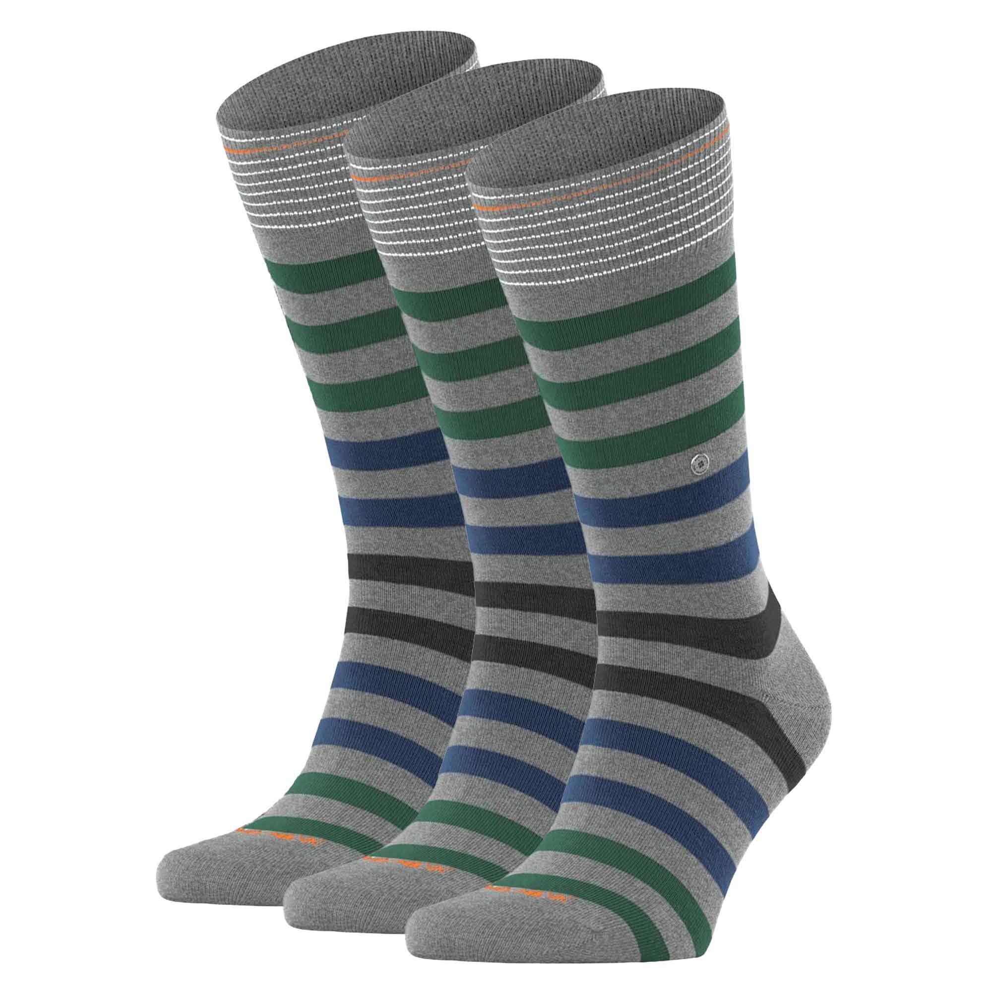 Baumwolle 3er - Socken Herren Burlington Kurzsocken Pack Grau/Blau/Grün Blackpool,