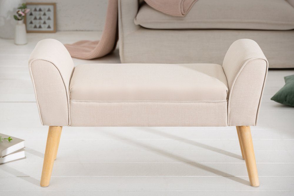SCARLETT Design Sitzbank Flur 1-St), · Holz · · Stoff riess-ambiente 90cm · (Einzelartikel, Scandinavian Schlafzimmer beige