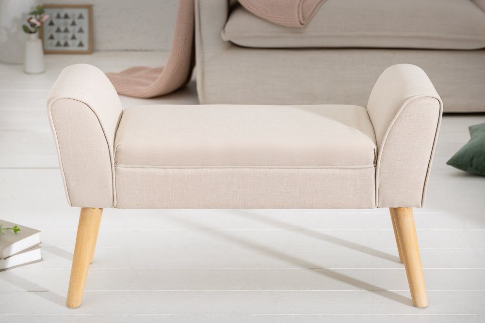 riess-ambiente Sitzbank SCARLETT 90cm beige (Einzelartikel, 1-St), Flur · Stoff · Holz · Schlafzimmer · Scandinavian Design