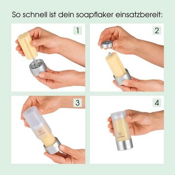 Soapflaker Seifenspender feste Handseife Silber + Nachfüll-Set Aloe Vera Seife, Vegan & Umweltschonend