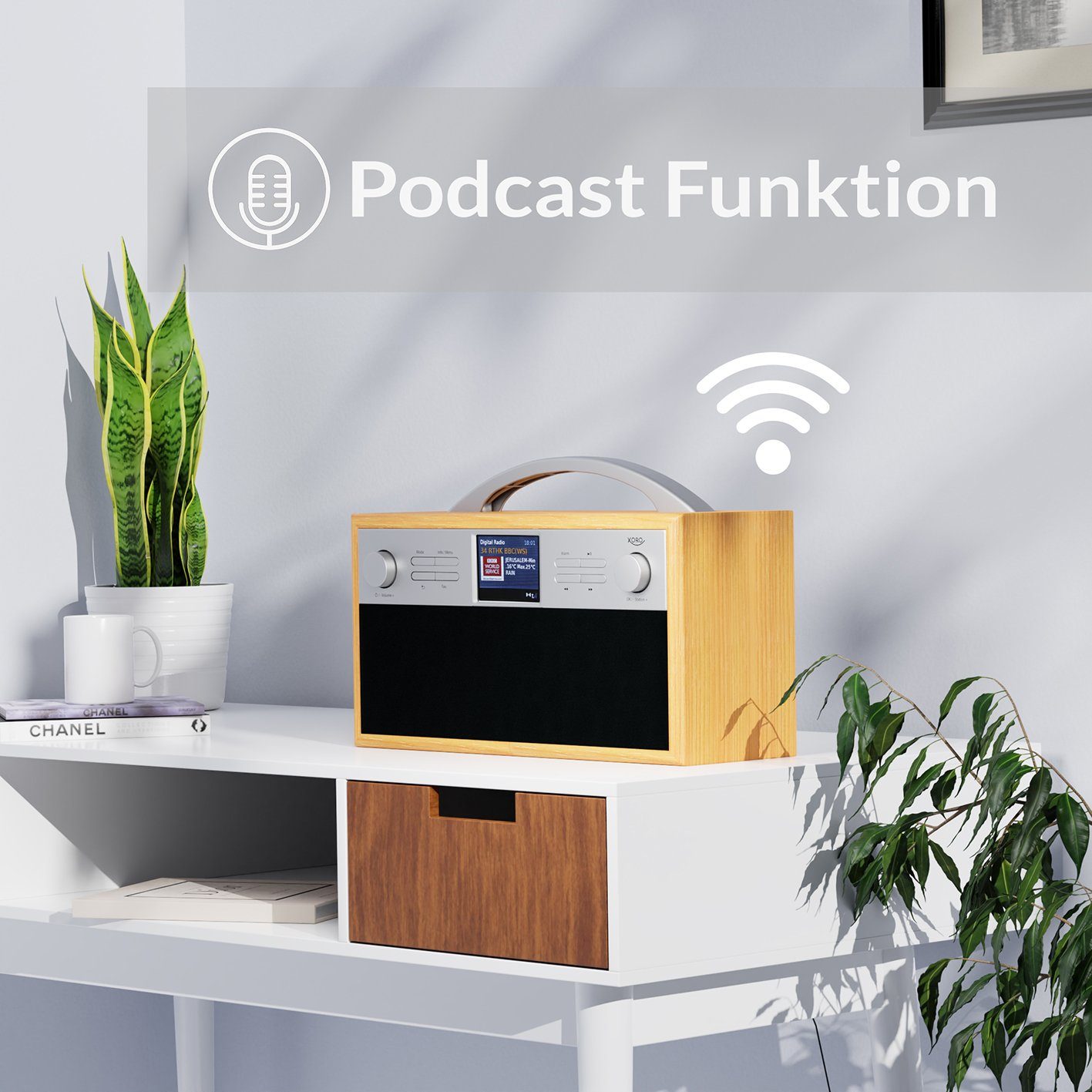 Xoro DAB 250 IR WLAN-Stereo-Internetradio DAB+ und FM Spotify Connect Internet-Radio (Internetradio, Digitalradio (DAB), FM-Tuner, Senderspeicher, Wecker, Snooz – Bild 2 von 5